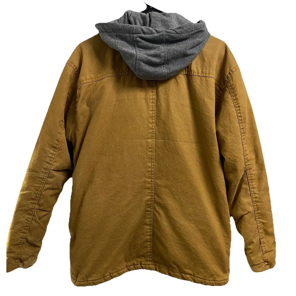 Wrangler Men's Workwear‎ Quilted Lined Coat Hooded Duck Brown Jacket L(42-44) - Picture 4 of 6